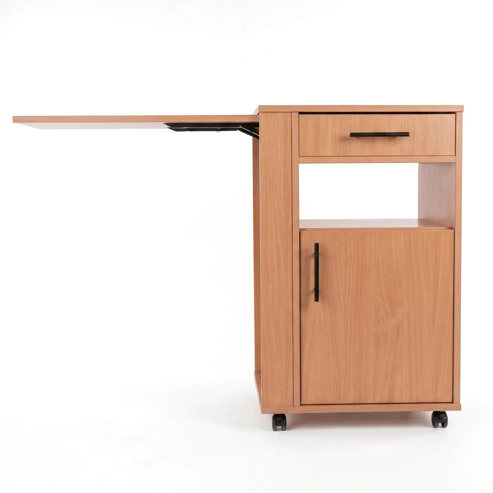 Medizinschrank mit Auszugsplatte | Rollen & Schublade | Buche
