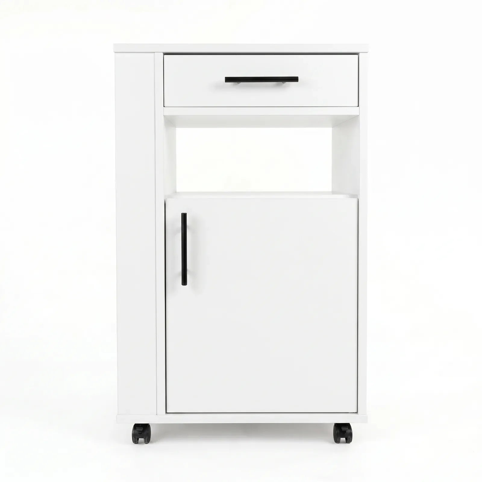 Medizinschrank mit Auszugsplatte | Rollen & Schublade | Weiß