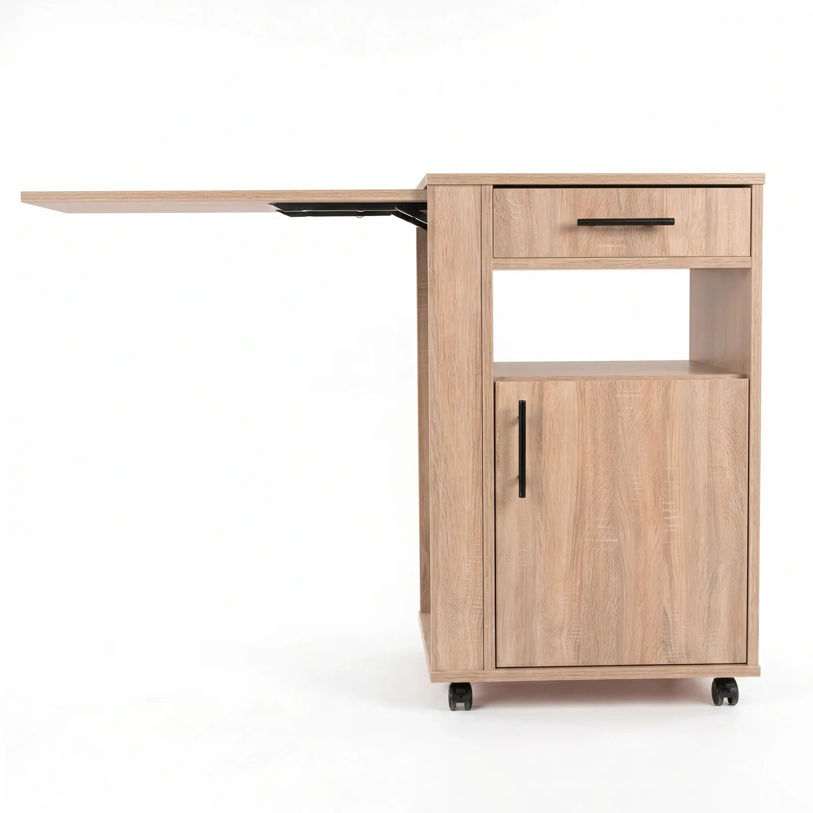 Medizinschrank mit Auszugsplatte | Rollen & Schublade | Eiche Sonoma