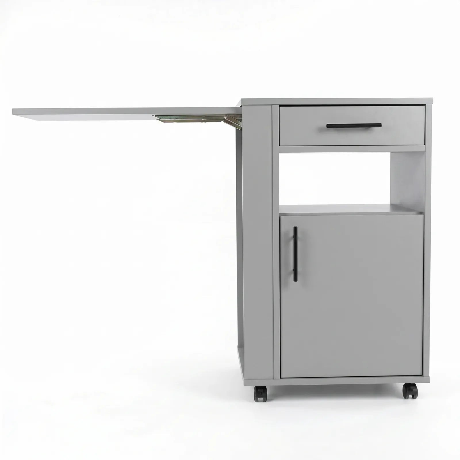 Medizinschrank mit Auszugsplatte | Rollen & Schublade | Grau